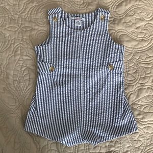 Navy seersucker short-all